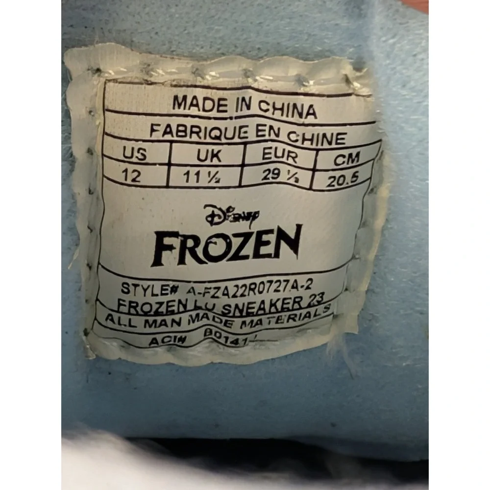Disney Frozen Elsa Anna Light Up Sneakers‎ Blue Silver Glitter Girls Size 12